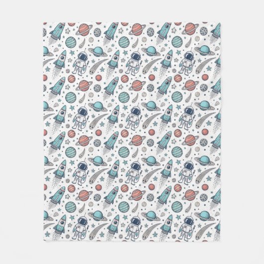 Aangepaste Rocket Blanket Planets Gift voor Baby B Fleece Deken (Voorkant)