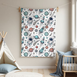 Aangepaste Rocket Blanket Planets Gift voor Baby B Fleece Deken