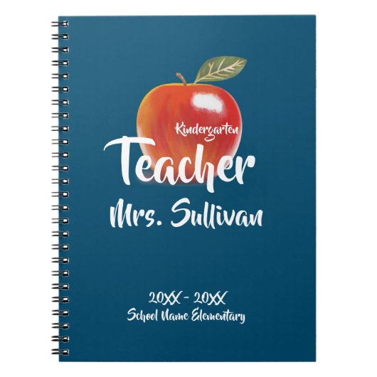 Aangepaste rode Apple kleuterschool leraar Notitieboek (Voorkant)