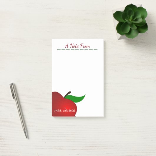 Aangepaste Rode Apple-leraar Post-it® Notes (Kantoor)