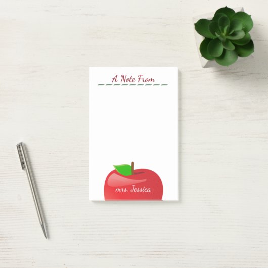 Aangepaste Rode Apple-leraar Post-it® Notes (Kantoor)