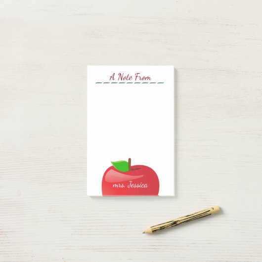 Aangepaste Rode Apple-leraar Post-it® Notes (Op bureau)