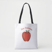 Aangepaste rode Apple minimalistische gepersonalis Tote Bag (Voorkant)