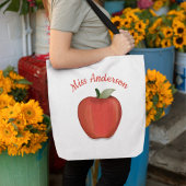 Aangepaste rode Apple minimalistische gepersonalis Tote Bag