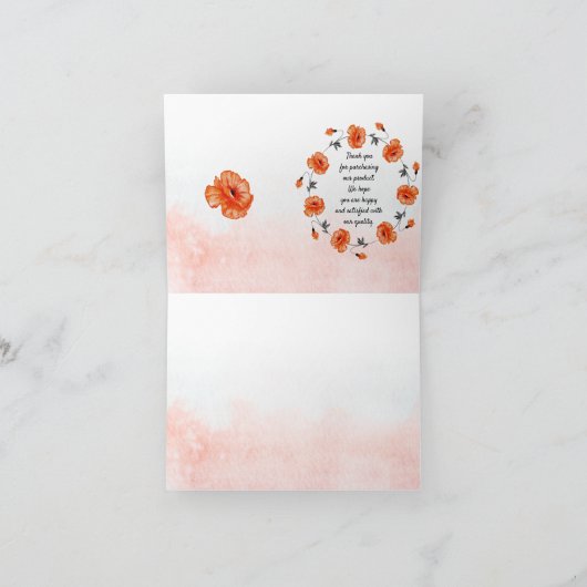 Aangepaste rode aquarelklaprozen dank je wel bedankkaart (Binnen)