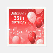 Aangepaste rode ballonnen met witte verjaardag servetten (Voorkant)