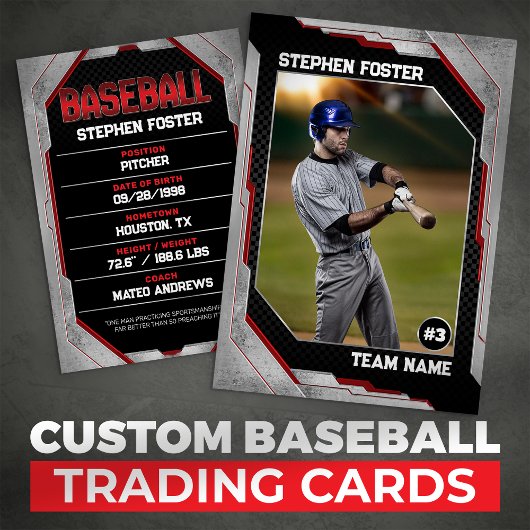 Aangepaste Rode Baseball Trading Kaart Baseball Pl Contactkaartje