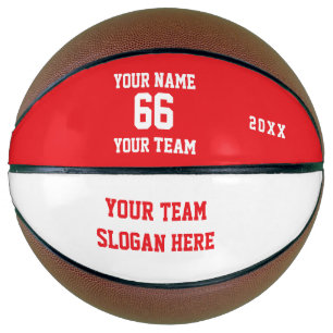 Aangepaste rode basketbal met naam, nummer, team