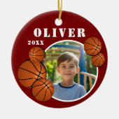 Aangepaste Rode Basketbal Sport Foto Keramisch Ornament (Voorkant)