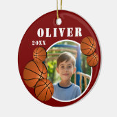 Aangepaste Rode Basketbal Sport Foto Keramisch Ornament (Links)