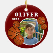 Aangepaste Rode Basketbal Sport Foto Keramisch Ornament (Achterkant)