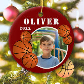 Aangepaste Rode Basketbal Sport Foto Keramisch Ornament