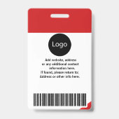 aangepaste rode bedrijf medewerker foto, logo, str badge (Achterkant)