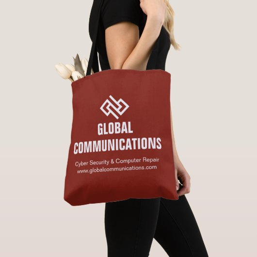 Aangepaste rode bedrijfscomputer technologie winke tote bag (Dichtbij)