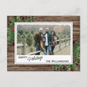 Aangepaste rode bessen Groene Holly Botanische Fol Briefkaart (Voorkant)