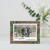 Aangepaste rode bessen Groene Holly Botanische Fol Briefkaart (Staand voorkant)