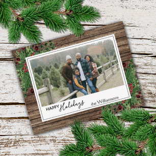 Aangepaste rode bessen Groene Holly Botanische Fol Briefkaart