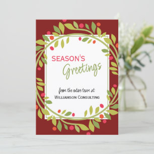 Aangepaste rode bessen Groene Holly Botanische Fol Feestdagenkaart