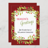 Aangepaste rode bessen Groene Holly Botanische Fol Feestdagenkaart (Voorkant / Achterkant)