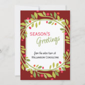 Aangepaste rode bessen Groene Holly Botanische Fol Feestdagenkaart (Voorkant)