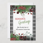 Aangepaste rode bessen Groene Holly Botanische Fol Feestdagenkaart (Voorkant)