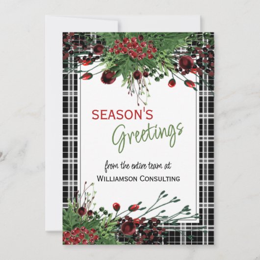 Aangepaste rode bessen Groene Holly Botanische Fol Feestdagenkaart (Voorkant)