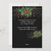 Aangepaste rode bessen Groene Holly Botanische Fol Feestdagenkaart (Achterkant)