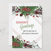 Aangepaste rode bessen Groene Holly Botanische Fol Feestdagenkaart (Voorkant)