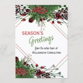 Aangepaste rode bessen Groene Holly Botanische Fol Feestdagenkaart (Voorkant)