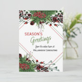 Aangepaste rode bessen Groene Holly Botanische Fol Feestdagenkaart (Staand voorkant)