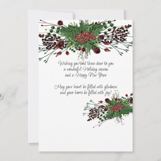 Aangepaste rode bessen Groene Holly Botanische Fol Feestdagenkaart (Achterkant)