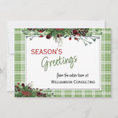 Aangepaste rode bessen Groene Holly Botanische Fol Feestdagenkaart (Voorkant)