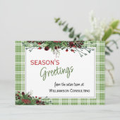 Aangepaste rode bessen Groene Holly Botanische Fol Feestdagenkaart (Staand voorkant)