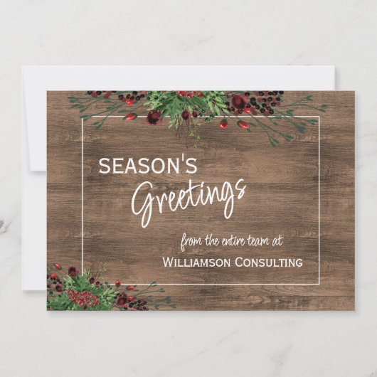 Aangepaste rode bessen Groene Holly Botanische Fol Feestdagenkaart (Voorkant)