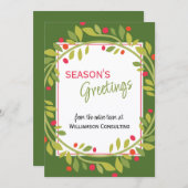 Aangepaste rode bessen Groene Holly Botanische Fol Feestdagenkaart (Voorkant / Achterkant)