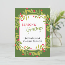 Aangepaste rode bessen Groene Holly Botanische Fol Feestdagenkaart