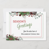 Aangepaste rode bessen Groene Holly Botanische Fol Feestdagenkaart (Voorkant)