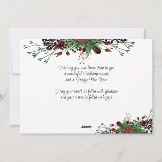 Aangepaste rode bessen Groene Holly Botanische Fol Feestdagenkaart (Achterkant)