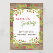 Aangepaste rode bessen Groene Holly Botanische Fol Feestdagenkaart (Voorkant)