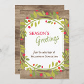 Aangepaste rode bessen Groene Holly Botanische Fol Feestdagenkaart (Voorkant / Achterkant)