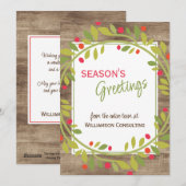 Aangepaste rode bessen Groene Holly Botanische Fol Feestdagenkaart (Voorkant / Achterkant)