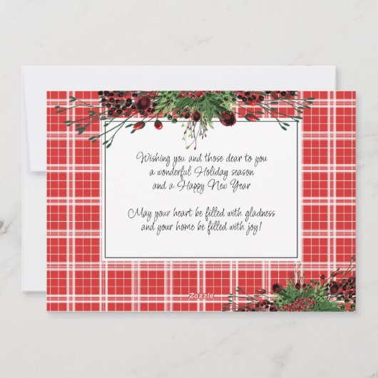 Aangepaste rode bessen Groene Holly Botanische Fol Feestdagenkaart (Achterkant)