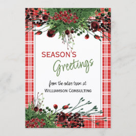 Aangepaste rode bessen Groene Holly Botanische Fol Feestdagenkaart