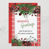 Aangepaste rode bessen Groene Holly Botanische Fol Feestdagenkaart (Voorkant / Achterkant)