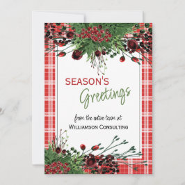 Aangepaste rode bessen Groene Holly Botanische Fol Feestdagenkaart