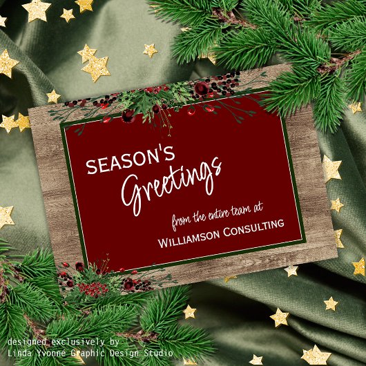 Aangepaste rode bessen Groene Holly Botanische Fol Feestdagenkaart