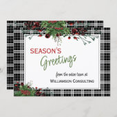 Aangepaste rode bessen Groene Holly Botanische Fol Feestdagenkaart (Voorkant / Achterkant)