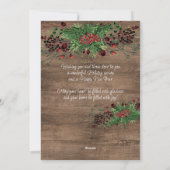 Aangepaste rode bessen Groene Holly Botanische Fol Feestdagenkaart (Achterkant)