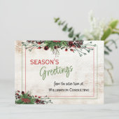 Aangepaste rode bessen Groene Holly Botanische Fol Feestdagenkaart (Staand voorkant)