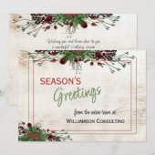 Aangepaste rode bessen Groene Holly Botanische Fol Feestdagenkaart (Voorkant / Achterkant)